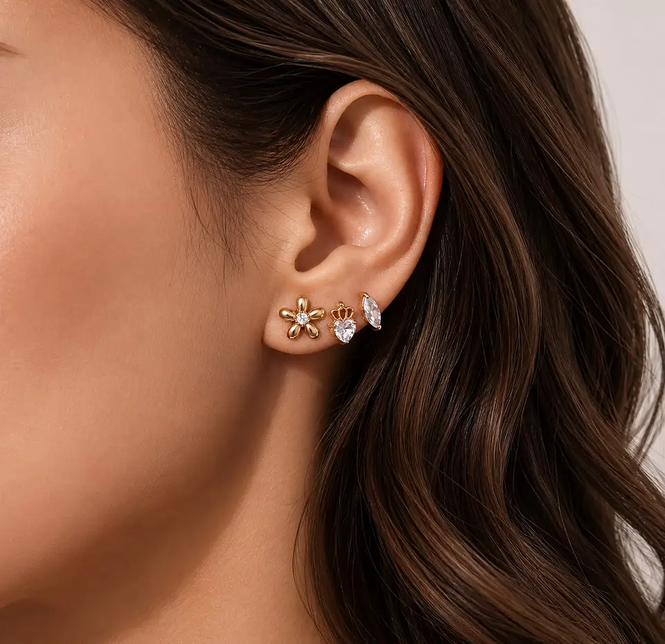 Aros Flor Dorada Premium 4