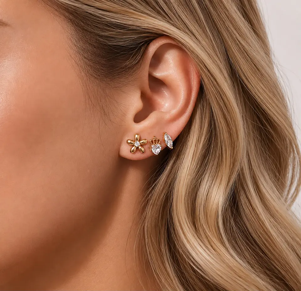 Aros Flor Dorada Premium 5