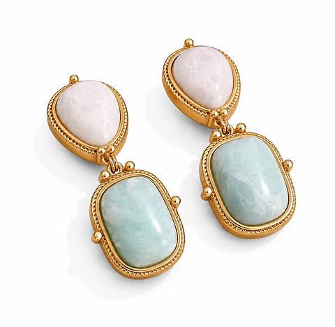 Aros Doble Piedra Aqua