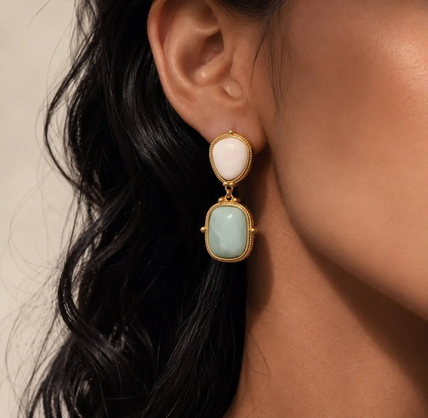 Aros Doble Piedra Aqua 4
