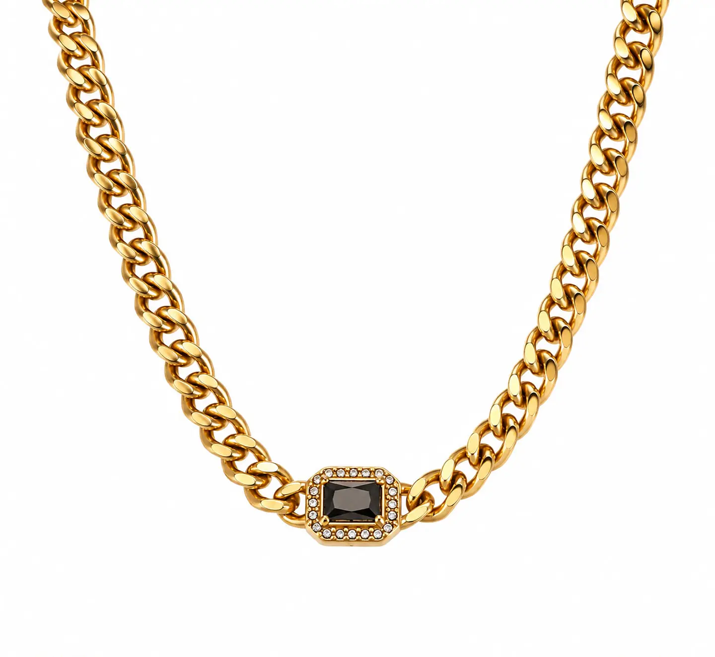 Collar Cadena Cubana Onix Negro 1