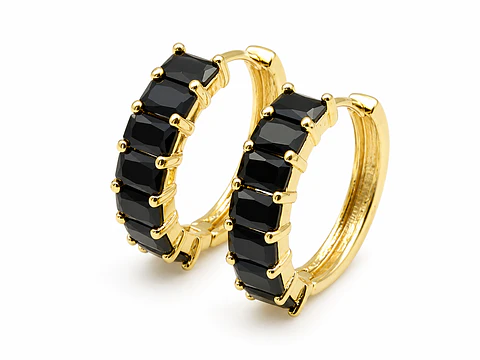Aros Argolla Circón Negro Premium
