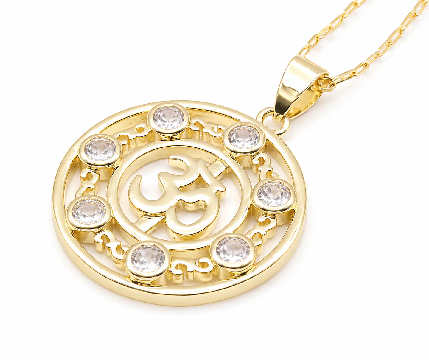 Collar Om Cristales Blancos 1