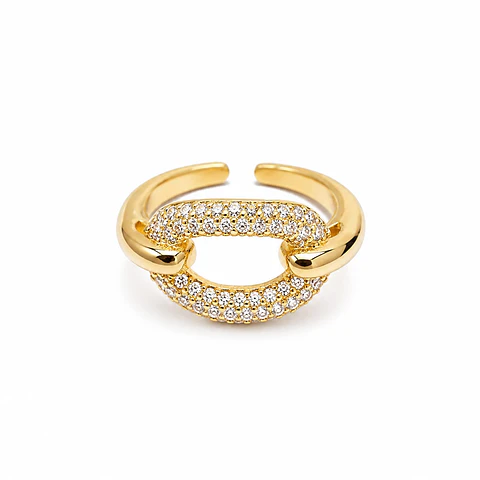 Anillo Eslabón Pavé