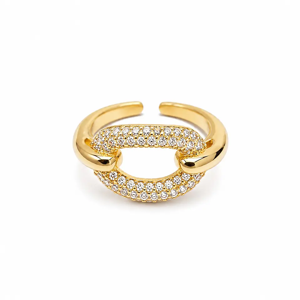 Anillo Eslabón Pavé 1