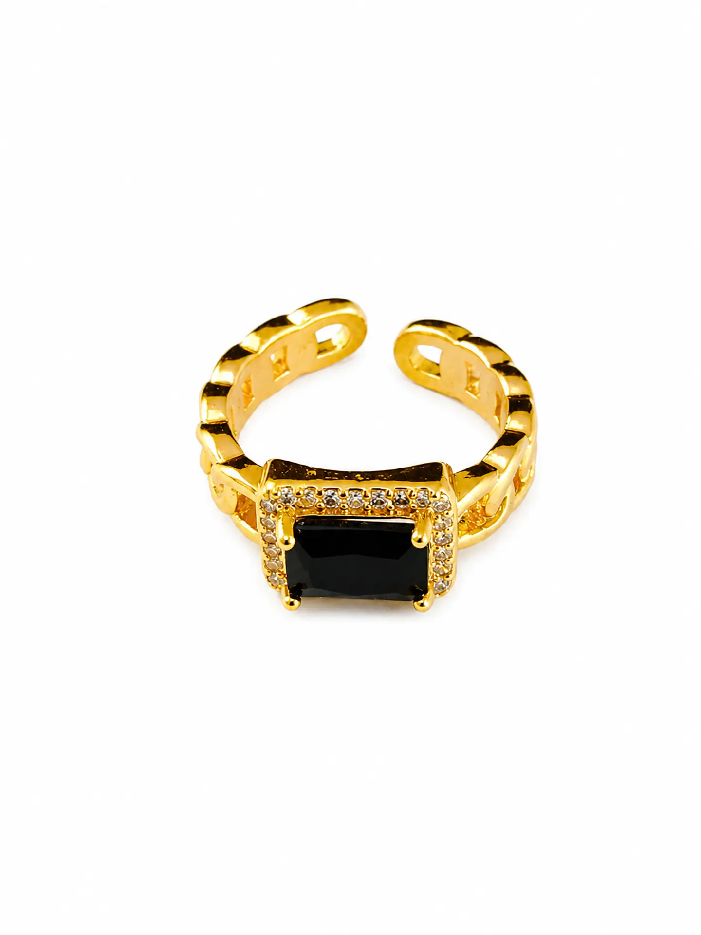 Anillo Cuadrado Ónix Pavé 1