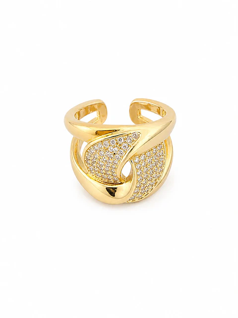 Anillo Doble Curva Pavé