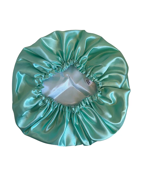 Gorro con elástico S/M verde agua/blanco