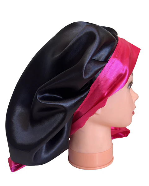 Gorro con lazo S/M negro/fucsia