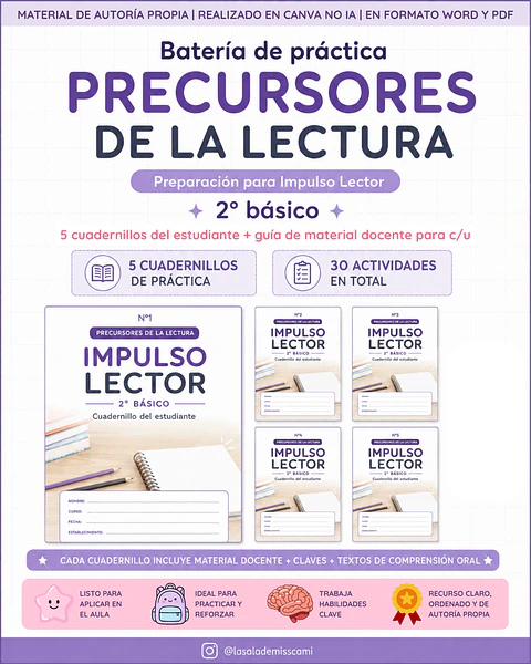 Batería Precursores de la Lectura – Impulso Lector 2° Básico