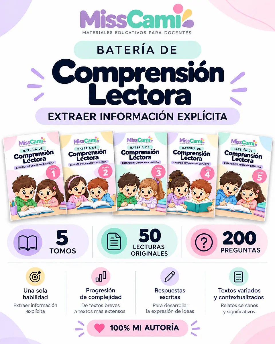 Batería de Comprensión Lectora – Extraer Información Explícita | 5 Tomos | 1° a 4° Básico 1