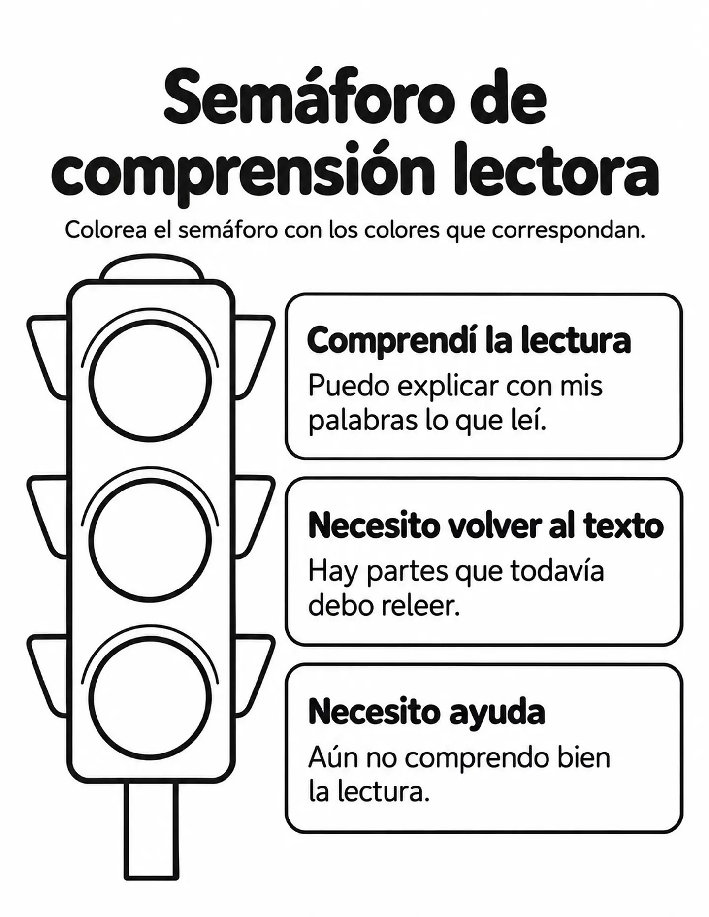 Semáforo de Comprensión Lectora | Recurso Gratis 3