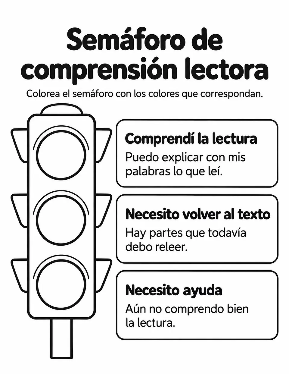 Semáforo de Comprensión Lectora | Recurso Gratis 3