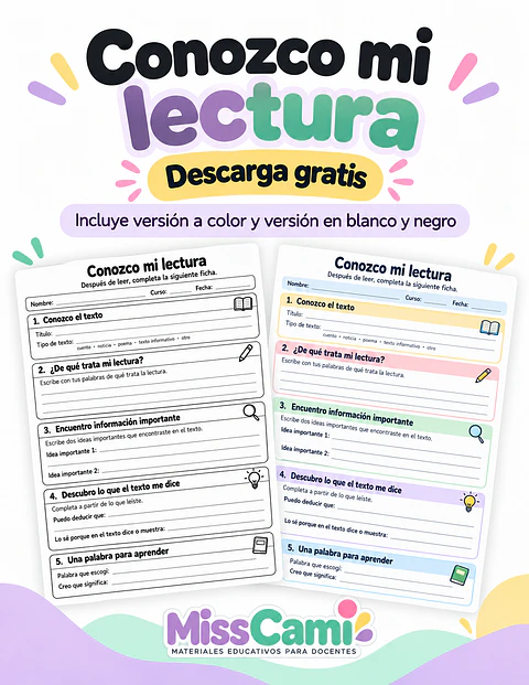 Conozco mi Lectura - Ficha de Comprensión Lectora | Recurso Gratis