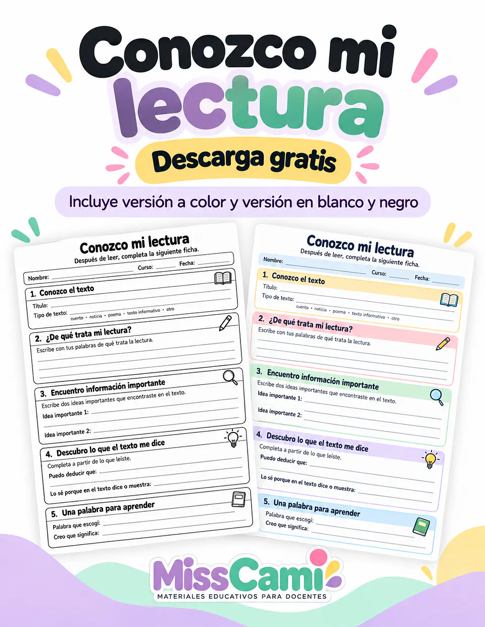 Conozco mi Lectura - Ficha de Comprensión Lectora | Recurso Gratis 1