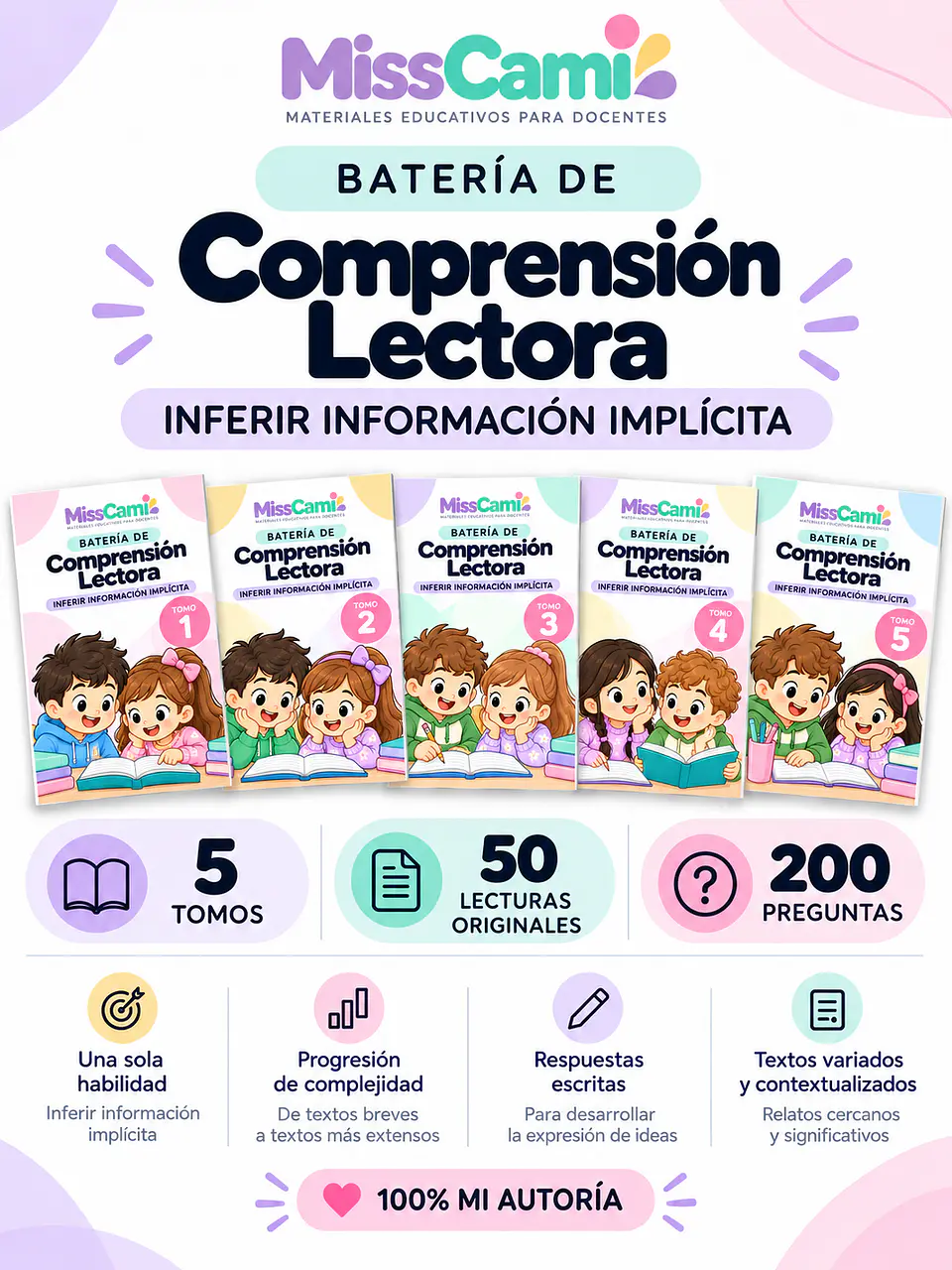 Batería de Comprensión Lectora – Inferir Información Implícita | 5 Tomos | 1° a 4° Básico 1