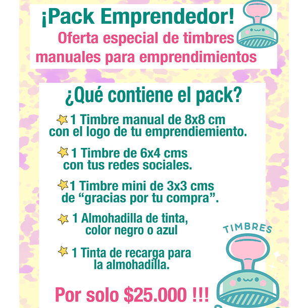 Pack Timbres Emprendedores (3 timbres + almohadilla + tinta) 7