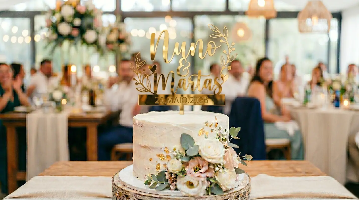 Topper de Bolo Ouro Acrílico Espelho 25cm 1