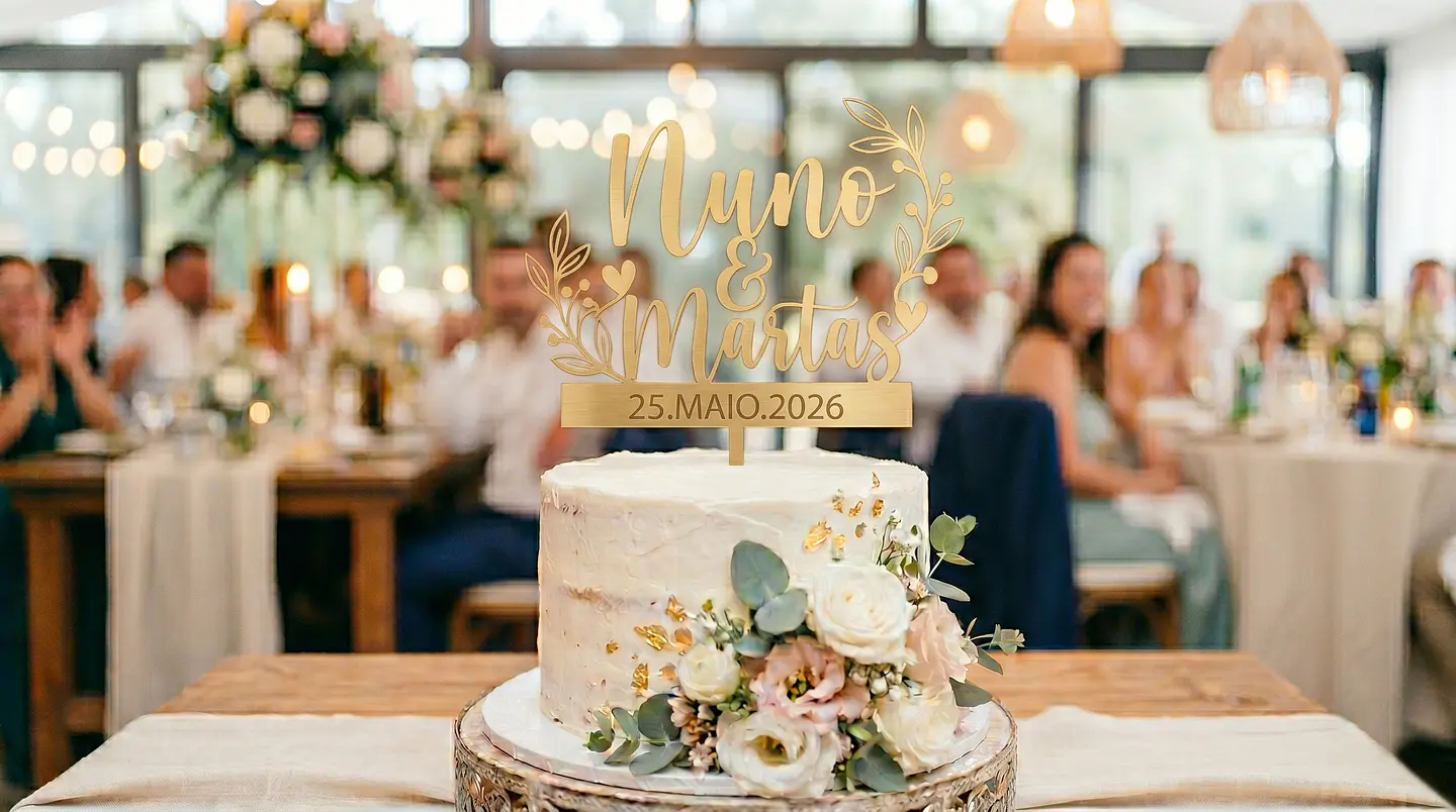 Topper de Bolo Ouro Acrílico Espelho 25cm 2