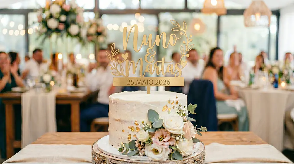 Topper de Bolo Ouro Acrílico Espelho 25cm 2
