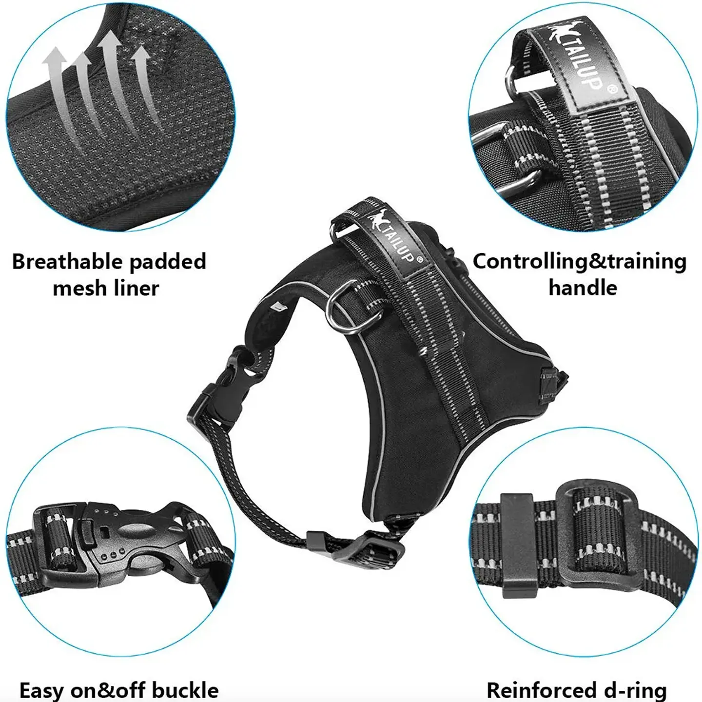 Dog Harness - Adjustable Reflective Vest with Handle 3
