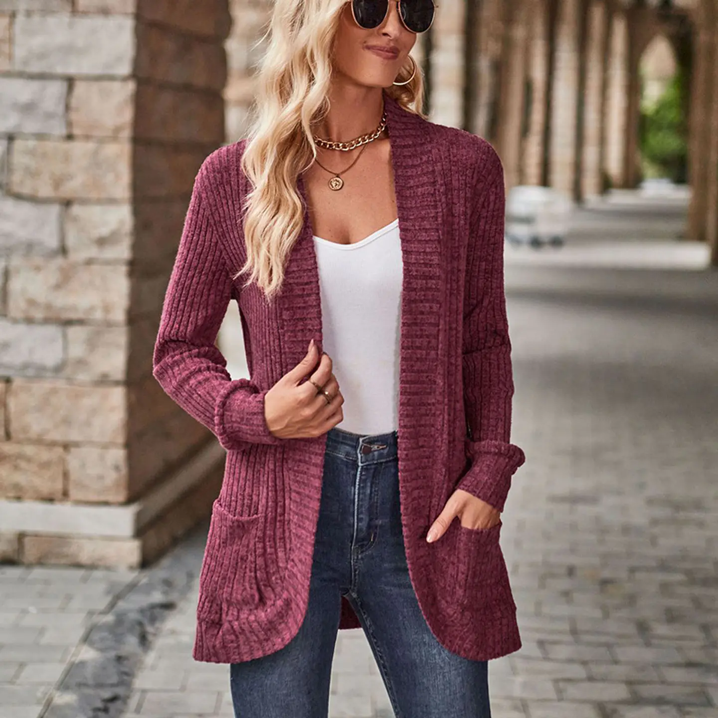 Long-Sleeve Cardigan Sweater 9