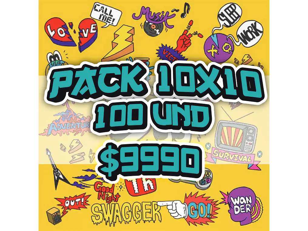 Pack 100 Stickers Troquelados de 10x10cm 1