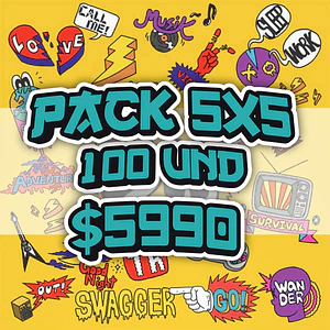 100 Stikers Troquelados 5x5cm 