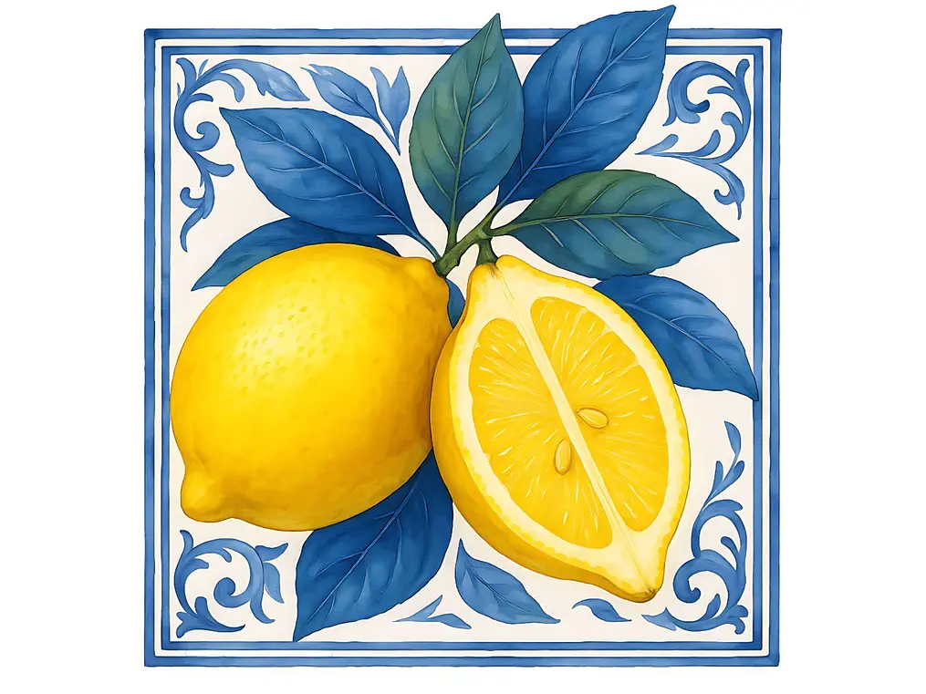 Azulejo Limón Mediterráneo 🍋💙 1