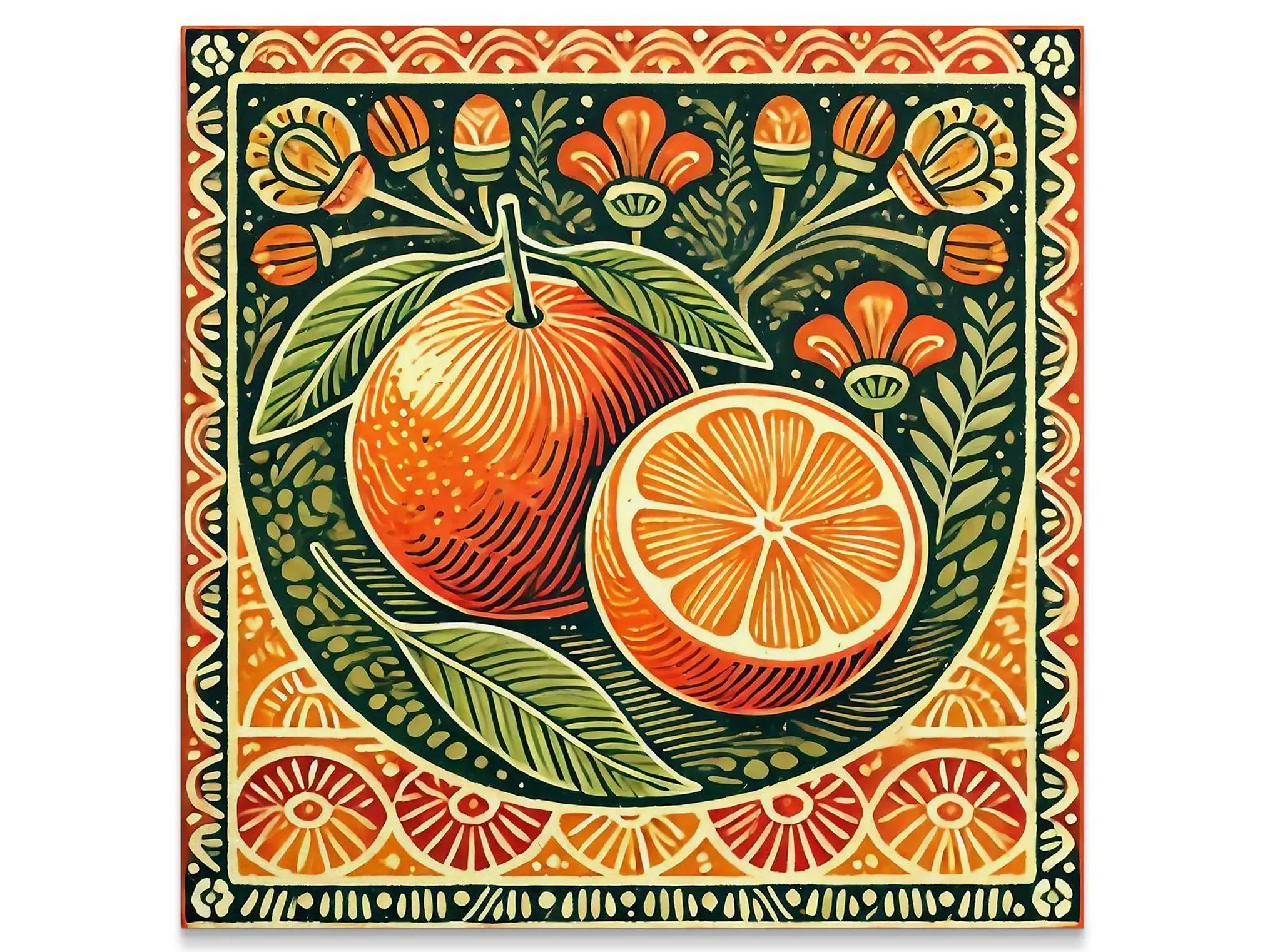 Azulejo Naranja Folk 🍊✨ 1