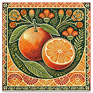 Azulejo Naranja Folk 🍊✨