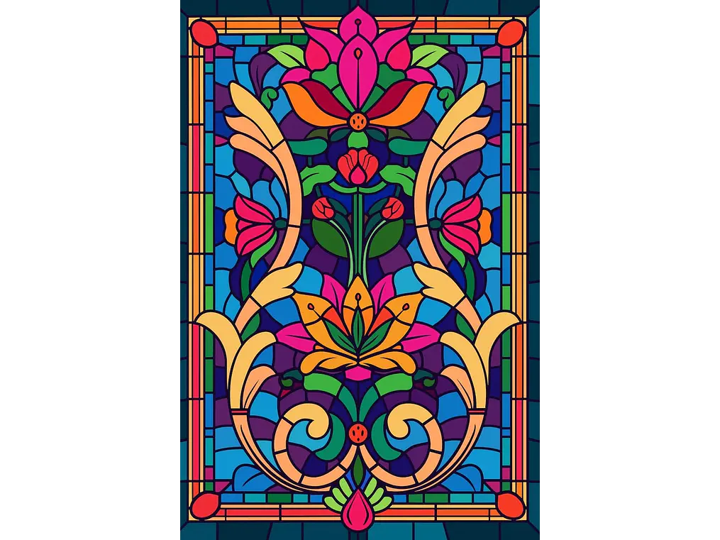 Vitral Adhesivo Floral Art Nouveau 🌸✨ 1