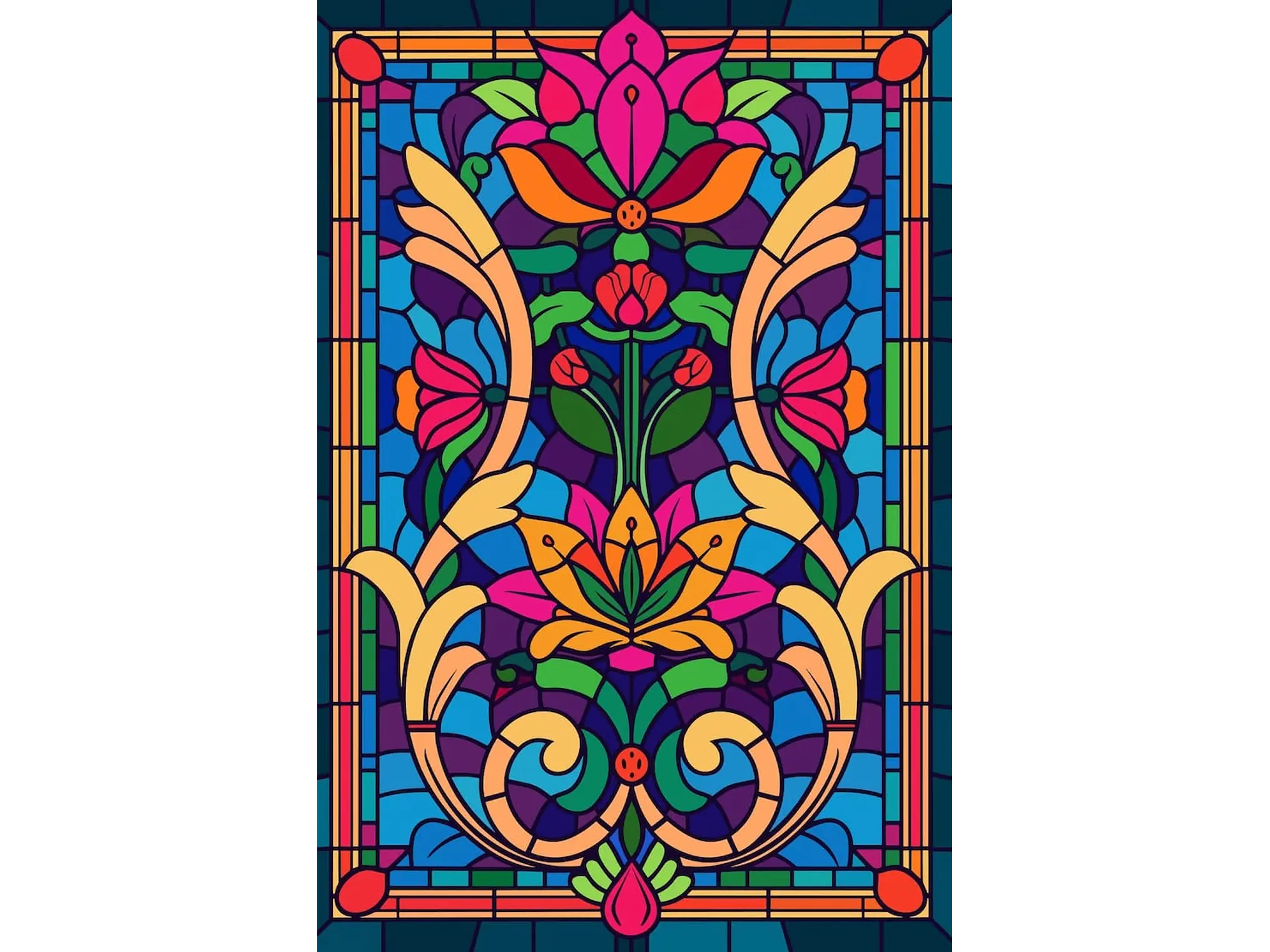 Vitral Adhesivo Floral Art Nouveau 🌸✨ 1