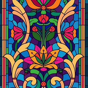 Vitral Adhesivo Floral Art Nouveau 🌸✨