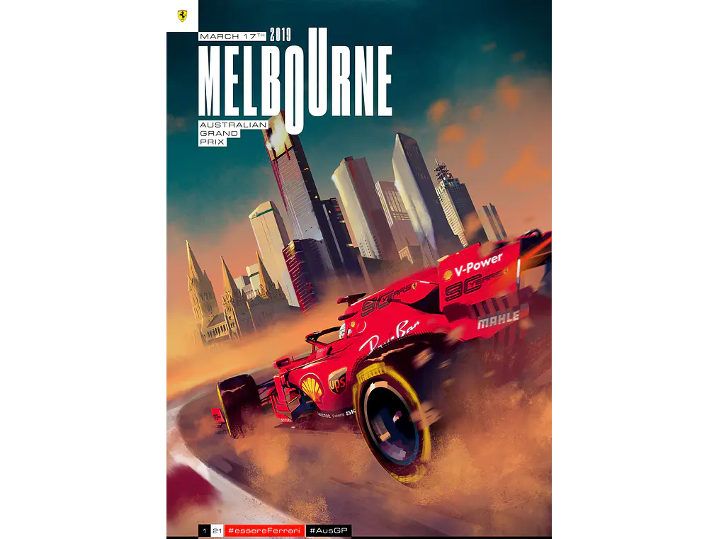 Póster Scuderia Ferrari - Gran Premio de Australia 2019 (Melbourne) 1