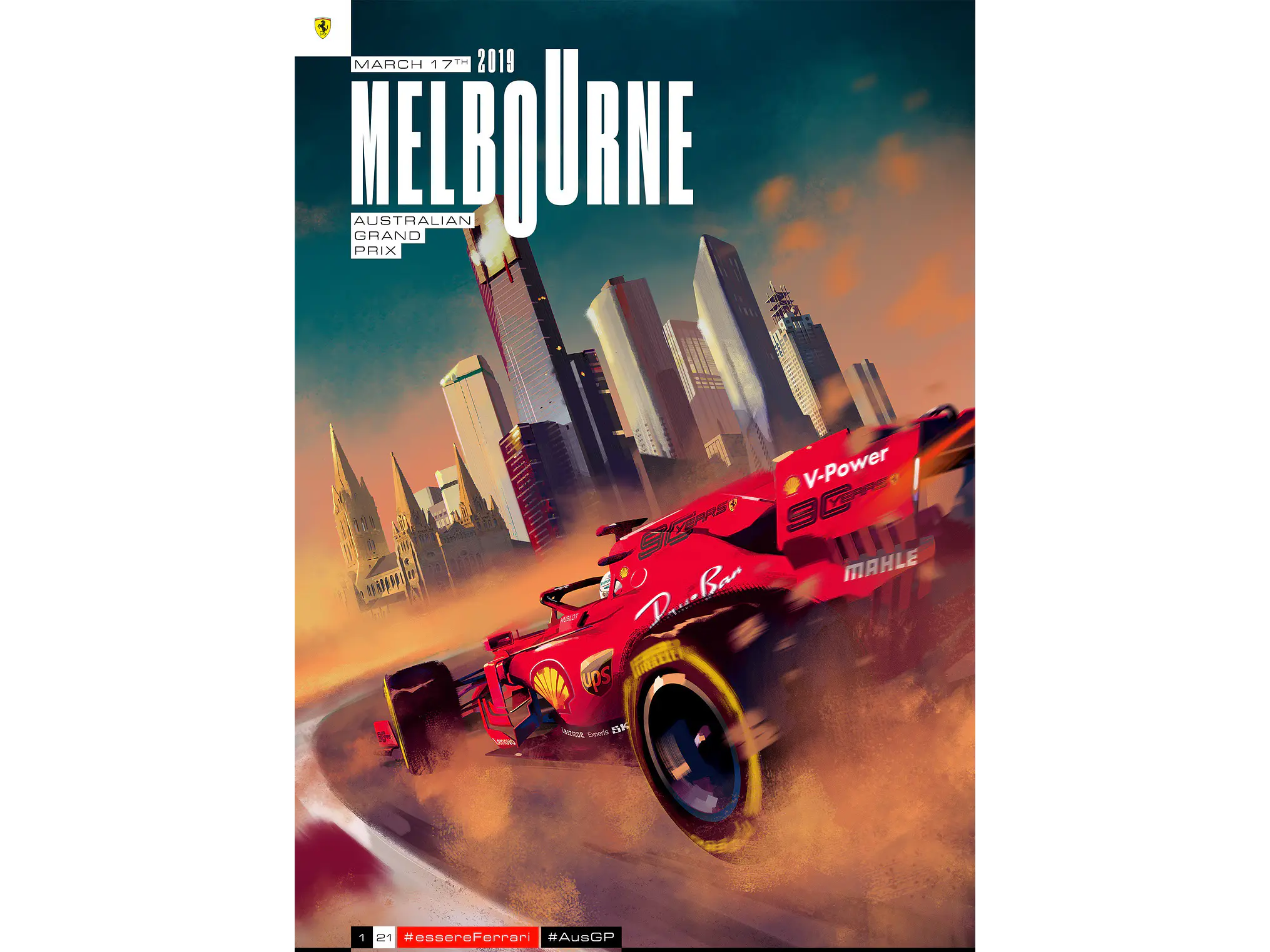 Póster Scuderia Ferrari - Gran Premio de Australia 2019 (Melbourne) 1