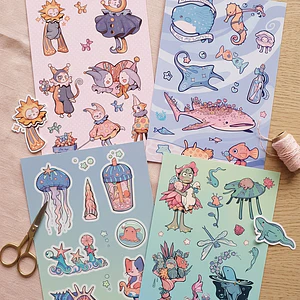 Mega Pack de Stickers Coquette & Pastel (Colección Completa 4 Hojas)