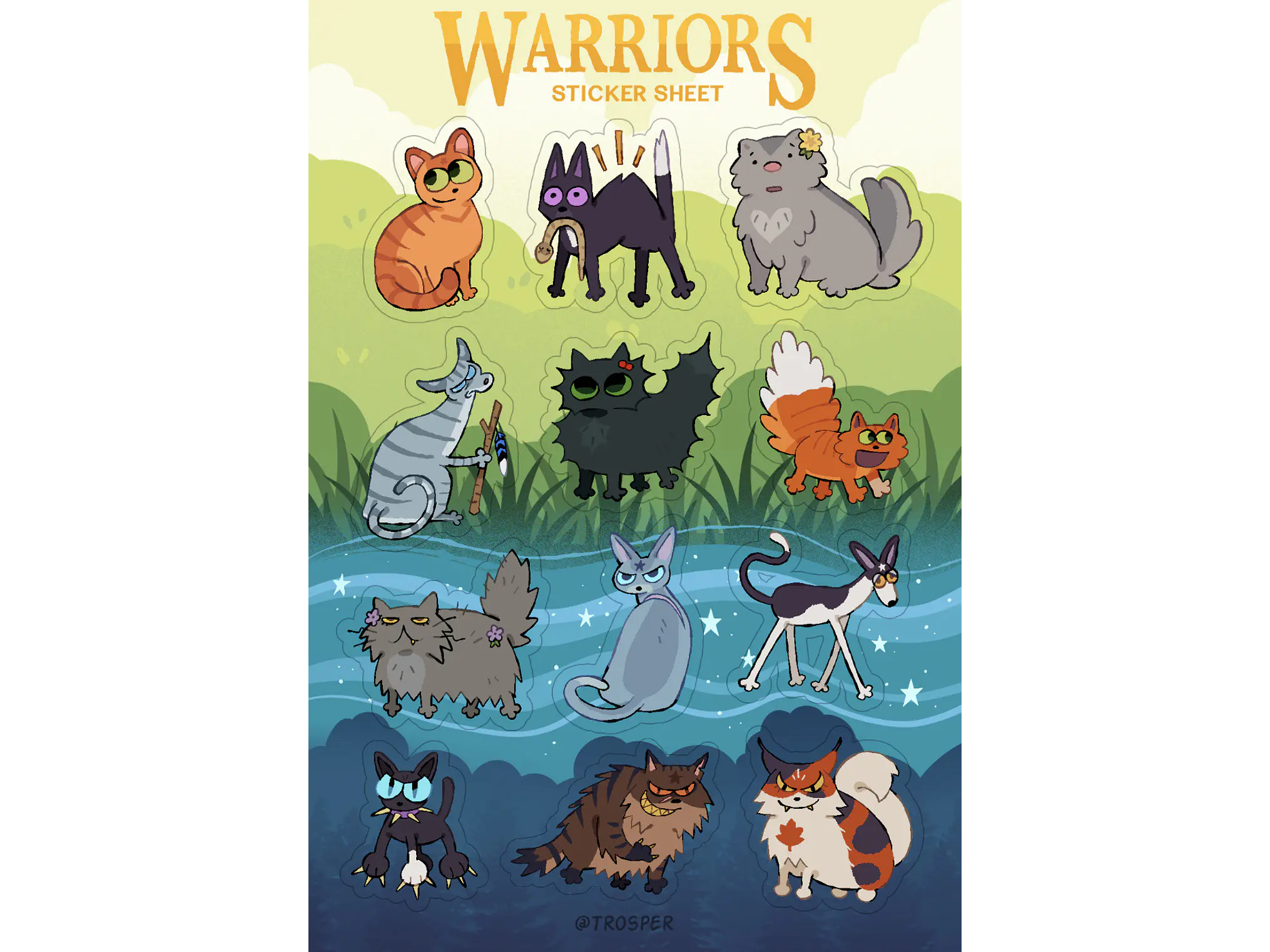 Pack de Planchas de Stickers Gatos Guerreros & Kitty Meadow (Set 2 Hojas) 2