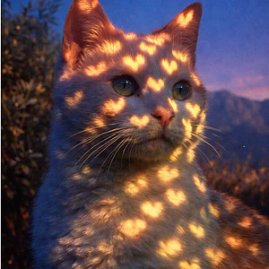 Gato Atardecer Corazones