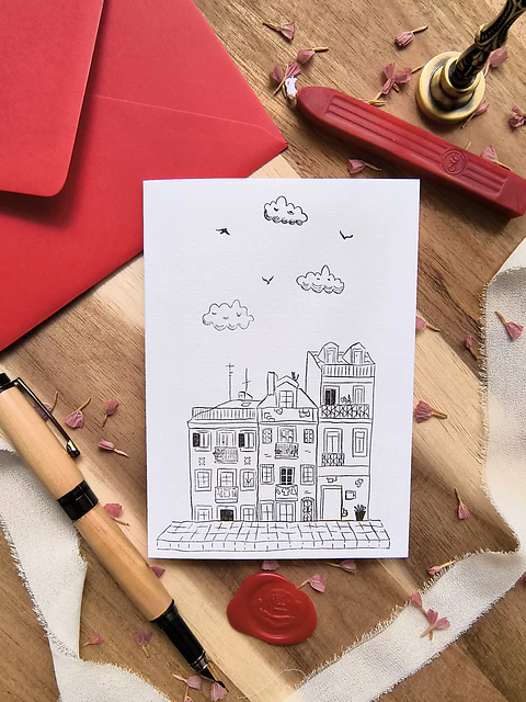 City Façade Greeting Card