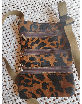 Cartera de Cuero Animal Print - Animal Print Naranjo