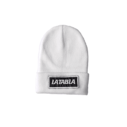 Gorro Lana Blanco Parche Negro