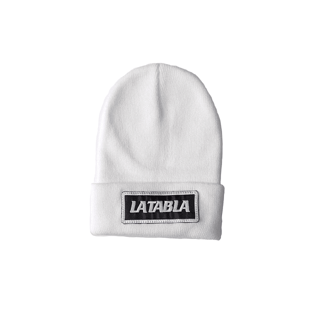 Gorro Lana Blanco Parche Negro