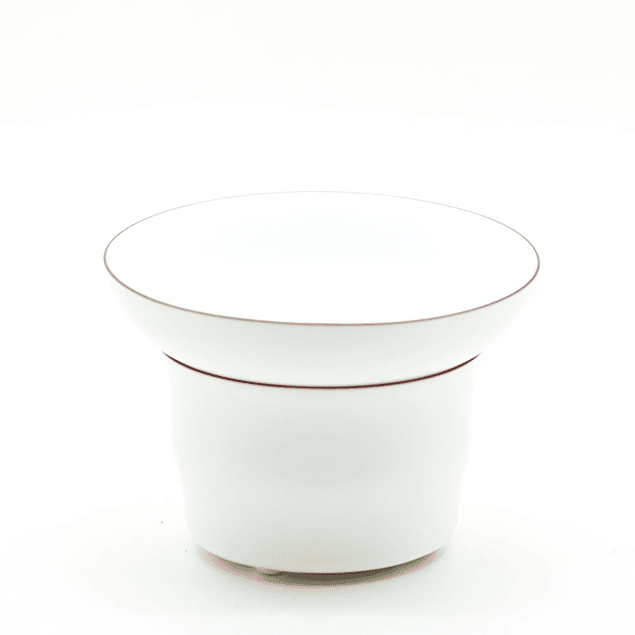 Filtro gongfu o Chalou de Porcelana Blanca con Ribete Café