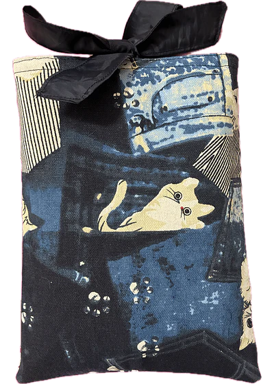 Funda de libro con cinta 20 x 28 cm - gato azul