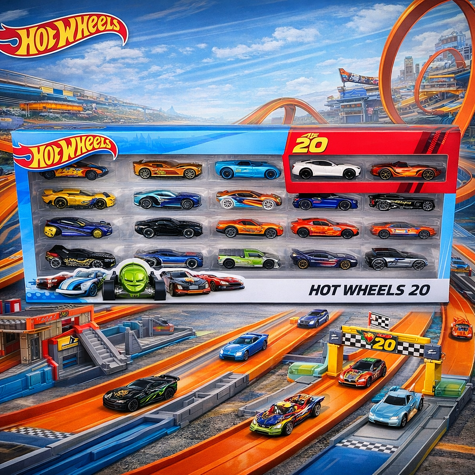 Pack caja con 20 Autos Hot Wheels surtidos 1
