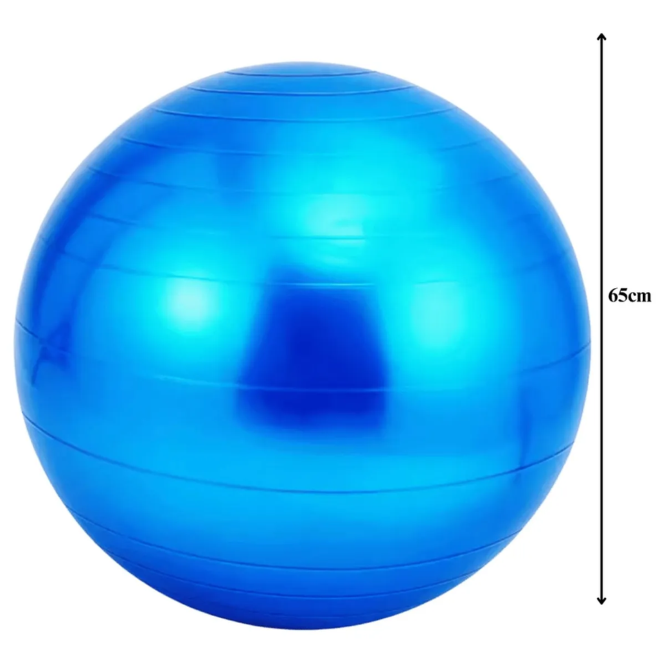 Pelota Ejercicio Balón Pilates YOGA 65 cm con Inflador - Azul y roza 1
