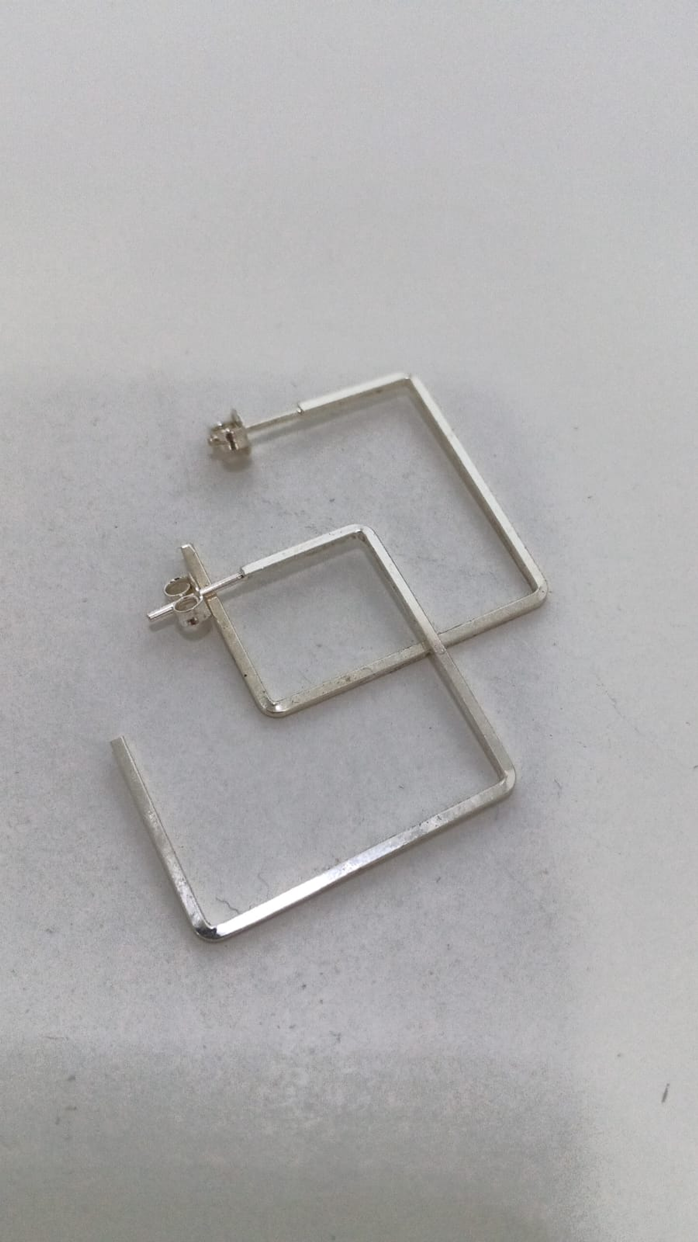 aros de plata cuadrados  1