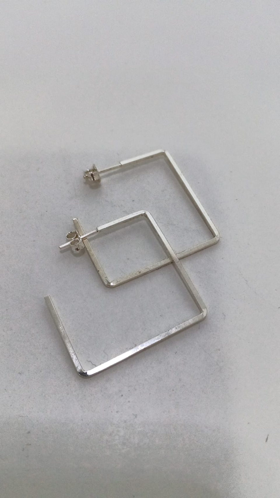 aros de plata cuadrados  1