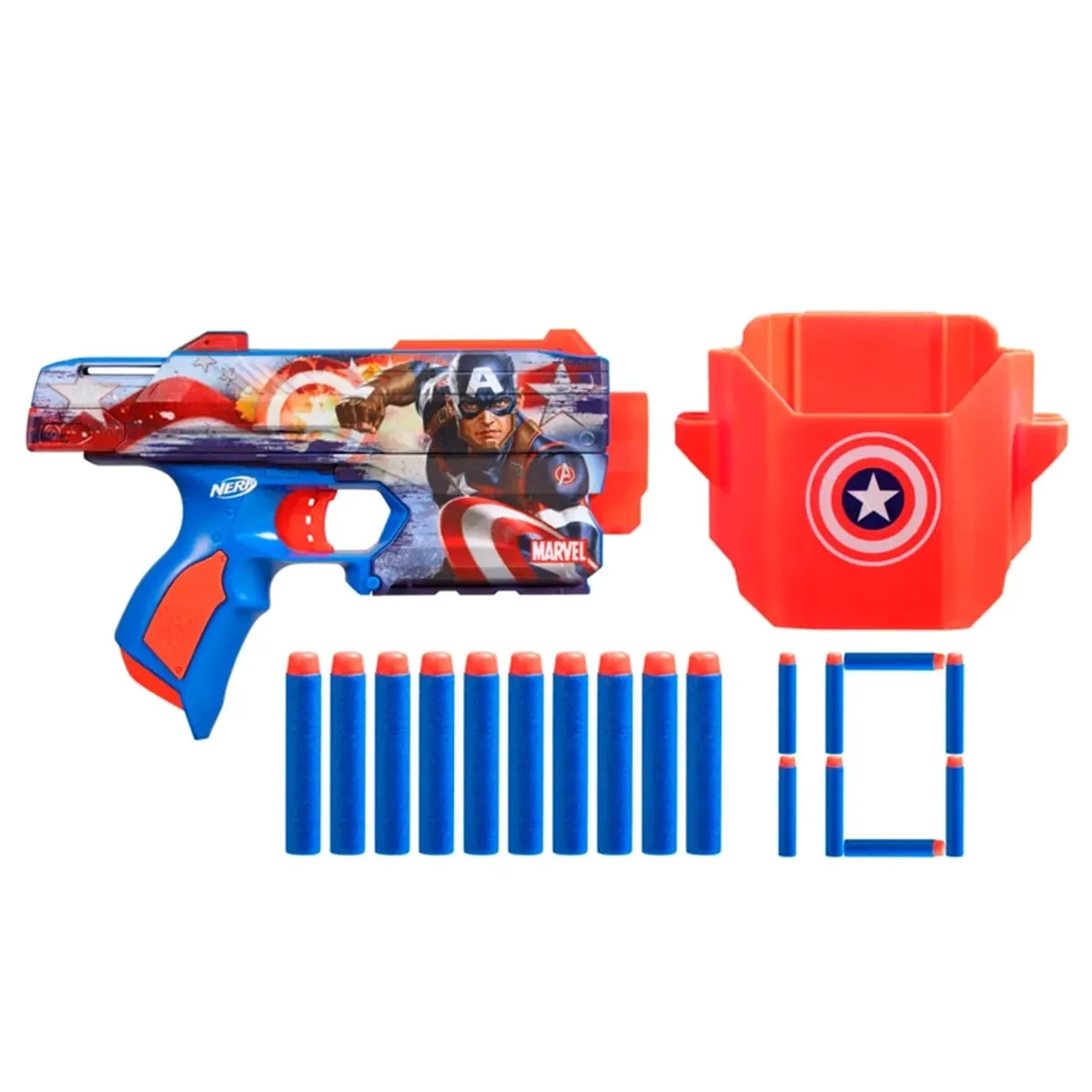 LANZADOR NERF MARVEL CAPITÁN AMÉRICA 1